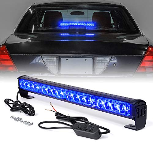 Xprite 18 Inch High Intensity 16 LED Strobe Emergency Traffic Advisor Warning Light Bar w/ 7 Flashing Patterns for Firefighter Vehicles Trucks Cars - Blue
