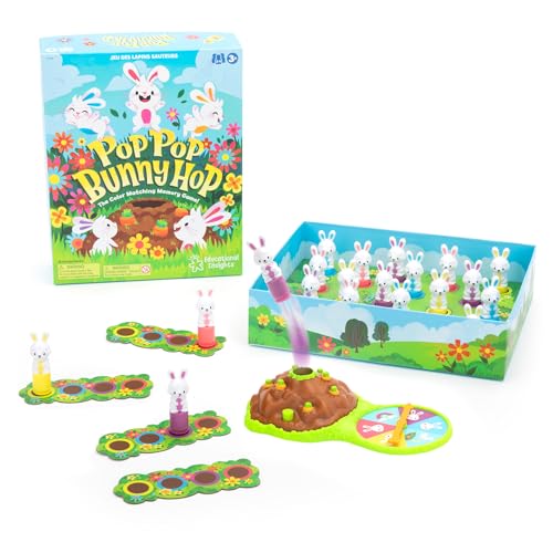 Learning Resources Pop Pop Bunny Hop, Jeu de société, Jeu mémory des Couleurs, Jouet Mixte, de 3 à 7 Ans