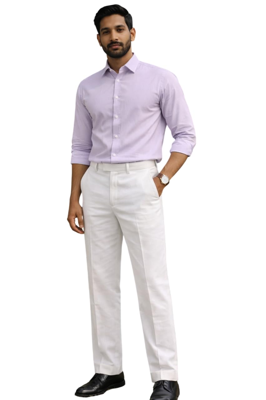 Men Linen Formal Pants | Regular Fit | Solid Design | Office Wear Trousers for Men | Suitable for Formal Occasions-image-41