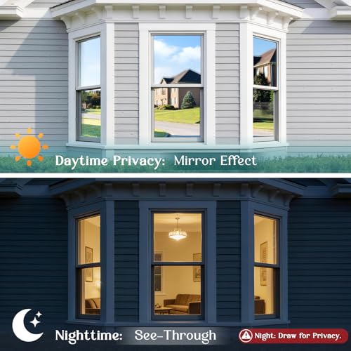 Image of Haton Window Tint for Home, One Way Film, Silver 29.5 inch x 157.4 inch
