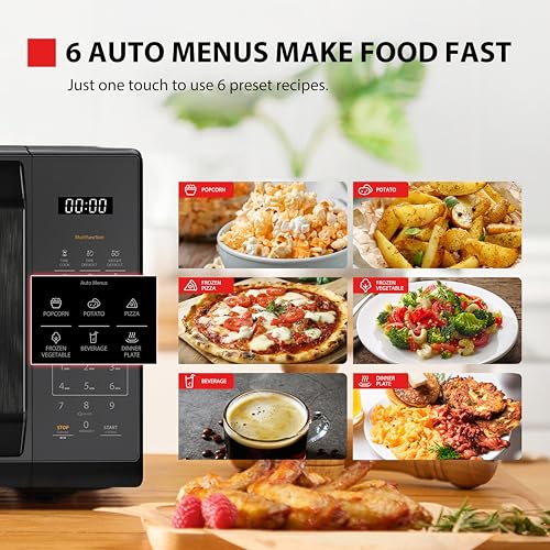 TOSHIBA Black Mirror Microwave 20Liter 800W Digital Solo Small Microwave With 11 Power Levels, One touch Express Cook with 6 Auto Menus, Defrost, Digital Display, Perfect for 9''pizza, MW3-EM20PF(MB) - Image 6