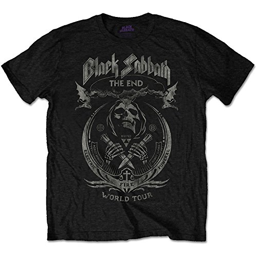 Black Sabbath Men's tee: The End Mushroom Cloud (Distressed) Camiseta, Negro (Black Black), M para Hombre