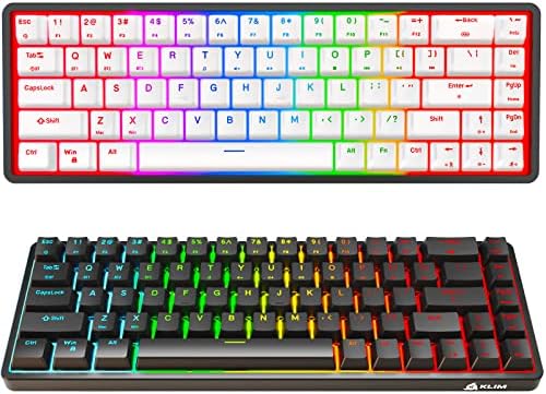 KLIM Shift Wireless Mechanical Keyboard 60% - New 2023 - Hotswap RGB Extra 69 keycap Set - Backlit Keyboard Mini Wireless 2.4Ghz & Bluetooth 60% Percent Gaming Keyboard - PC Gamer Win/Mac