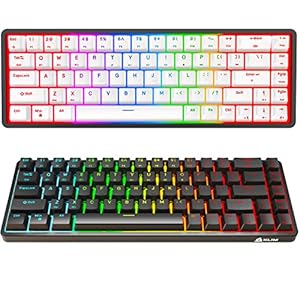 KLIM Shift Wireless Mechanical Keyboard – 2024 Version – Hotswap TKL RGB w/Extra 68 Keycap Set – Backlit Mini Gaming Keyboard – 2.4 GHz Wireless & Bluetooth Keyboard – 60 Percent Keyboard – PC Gamer