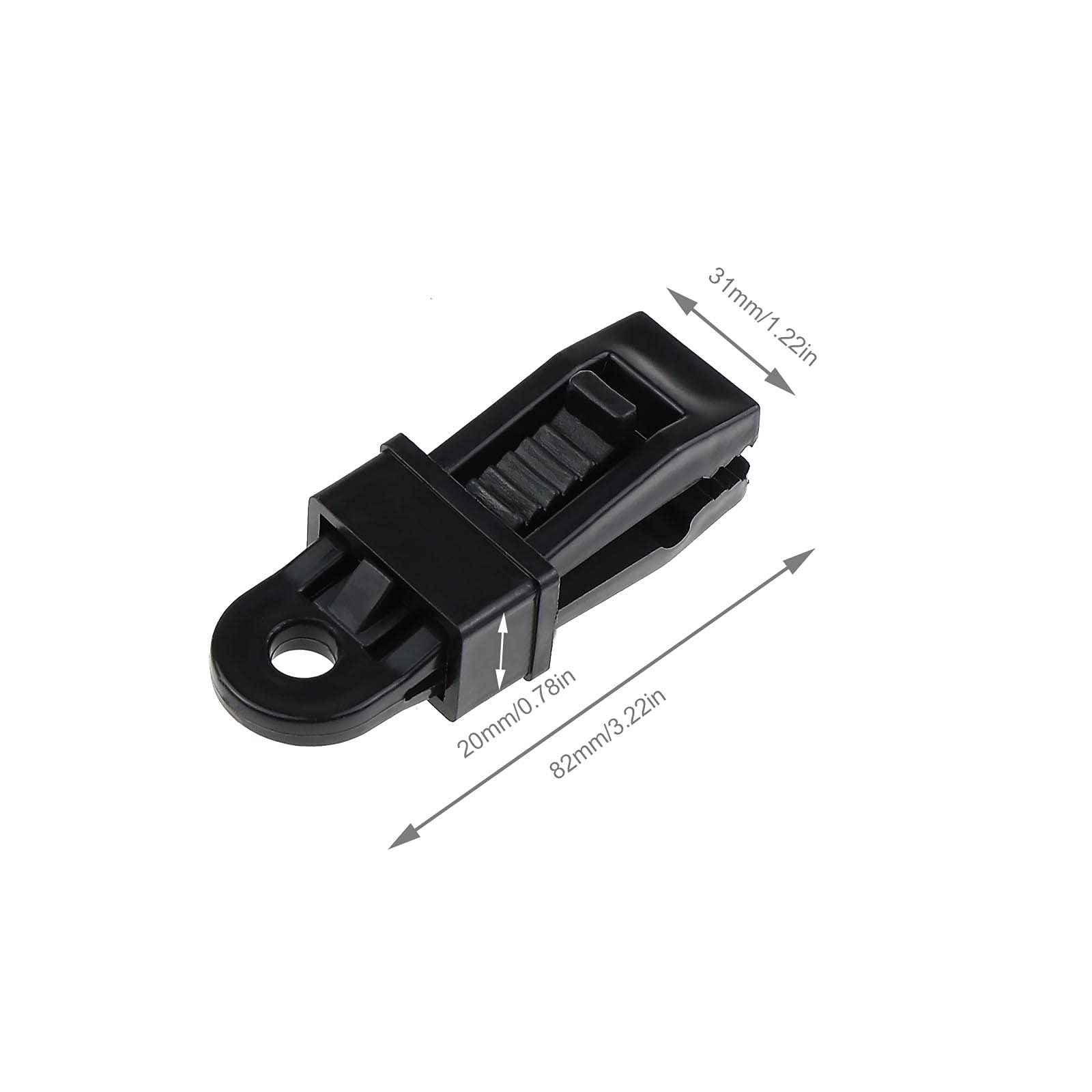 Planenclips Zeltclips Planenklemmen Autoabdeckungen Klammer mit 12er D-förmiger Karabiner 8,2 x 3,1 x 2 cm Schwarz Kunststoff