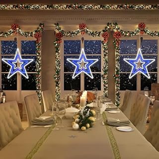 Rossesay 24 Inch Large Outdoor Christmas Star Cool White and Blue LED Outdoor Star Light up 8 Modes Lights Jumbo Xmas with Adapter for Christmas Party Patio Porch Home Decoration