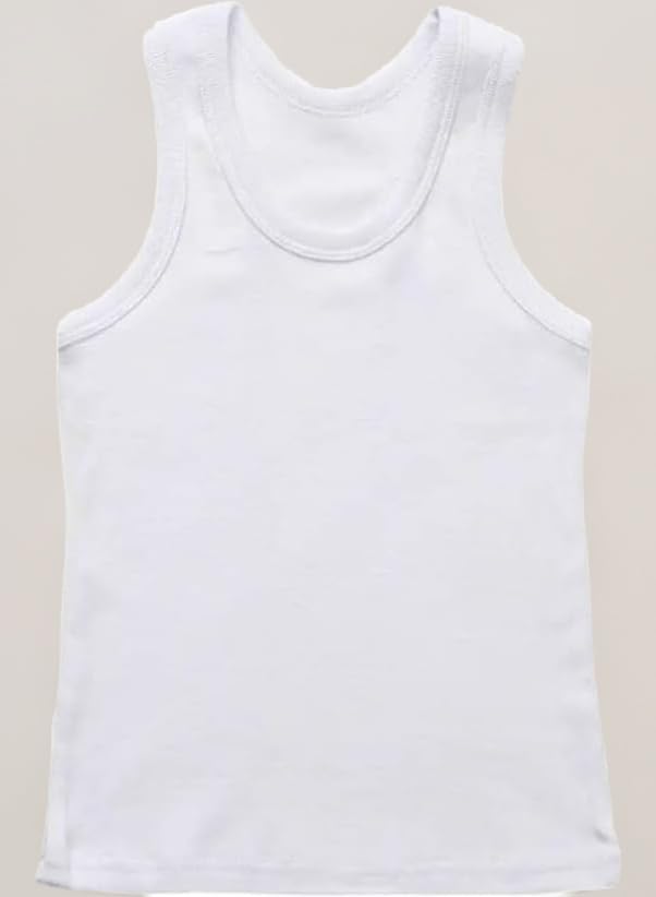 Boys Vest 100% Cotton Kids White Sleeveless Vest Summer Top Vest Every Day wear Childrens Back to School Vest Shirts White Vest