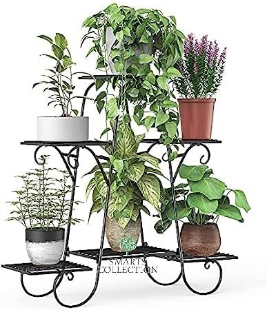 SMARTS COLLECTION Plant Stands for Indoors and Outdoors, Flower Pot Holder Shelf for Multi Plants, Black Metal Plant Stand for Patio L-32 x W-10 x H-29 inches (Black) (B0C868G8JS) Amazon Price History, Amazon Price Tracker