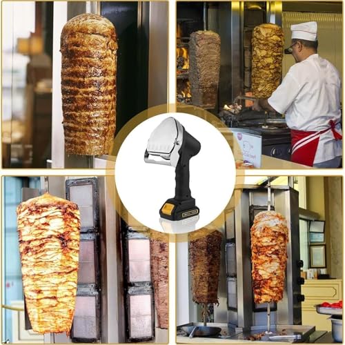 YZHYYDS Electric Kebab Knife, Handheld Professional Electric Stainless Steel Carving Knife with 2 Blades, Adjustable Thickness 0-8mm, for Meat, Lamb, Pork and Chicken - Image 8