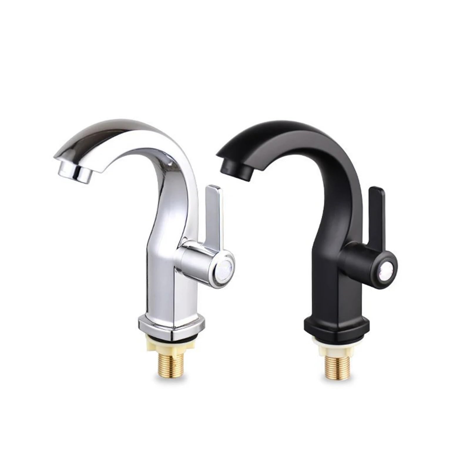 MIUYTRN Bathroom Basin Faucet Single Lever Hole Tap Single Cold Deck Mounted Basin Sink Water Taps Silver Moon