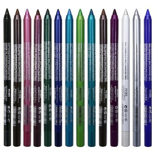 Lápiz delineador de ojos con purpurina, 14 unidades, delineadores de gel de colores resistentes al agua con acabados metálicos y brillantes, maquillaje de precisión a prueba de manchas para loo