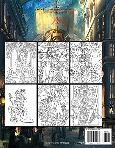 Steampunk Coloring Book: Creative haven Amazing Colouring Pages For Adults And Kids With Many Characters Illustration Retro Women And Vintage Fashion image 3