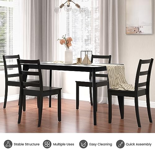 Image of COSTWAY Dining Chairs Set of 4, Mid-Century Modern Wooden Chairs, Black