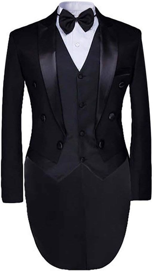 Men's Tailcoat Formal Slim Fit 3-Piece Suit Dinner Jacket Swallow-Tailed Coat