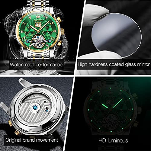 Image of OLEVS Men Automatic Watch Mechanical Self Winding Watches for Men Skeleton Business Dress Luminous Waterproof Diamond Week Month