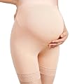 munaafi® Women Under Dress Pregnancy Short Leggings Yoga Maternity Shorts Over The Belly (Free Size, Skin)