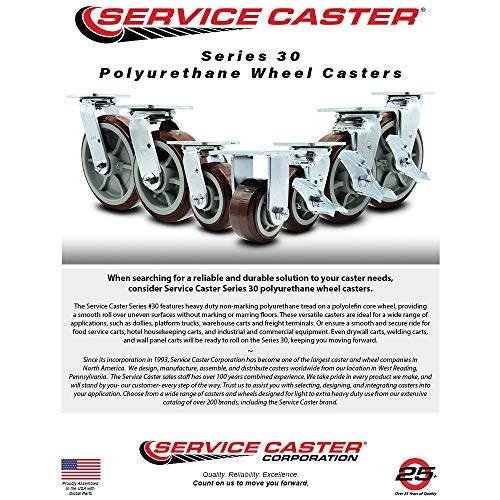 Service Caster Scc-30Cs520-Ppur-4 Heavy Duty Swivel Casters, Non-Marking Polyurethane Wheel, 5" Size (Pack Of 4) #TOP5