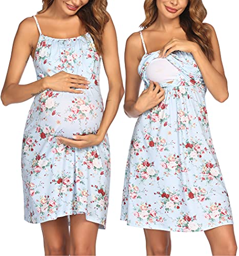 Image of Ekouaer Women's Nursing Nightgown Maternity Dress Breastfeeding Gown Full Slips Sleepwear