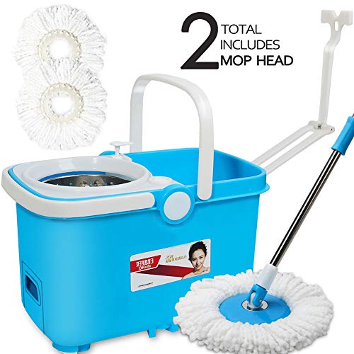 Okwife Spin Mop and Bucket with Wringer Set Deluxe 360 Microfiber Mop Floor