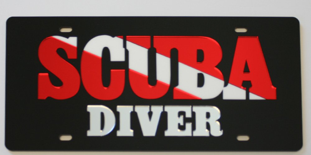 Stealth Technologies, LLC Scuba Diver Mirrored Acrylic License Plate Car Tag