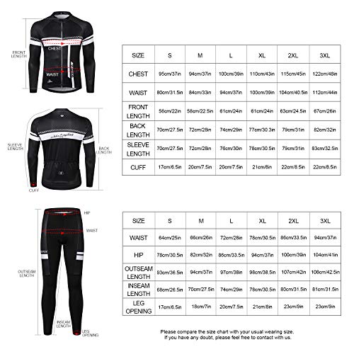 Image of INBIKE Men's Cycling Jersey Set Moisture Wicking Breathable Quick-Dry Full Zip Long Sleeve Bike Shirt with 3D Padded Sports Pants