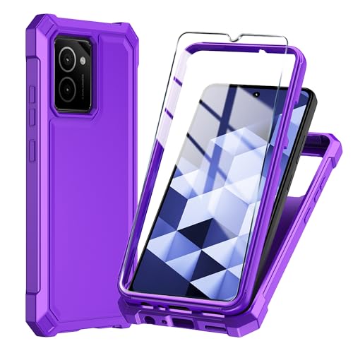 Mocotto for HMD Vibe Phone Case with Tempered Glass Screen Protector Slim Soft Silicone Full-Body Protective Cover (HMD Vibe Purple)