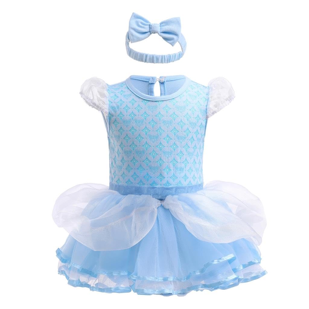 Lito Angels Baby Girls Princess Dress Costume Bodysuit, Age 9-12 Months, Blue