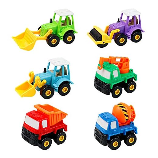 Plastico Juguetes de Coches Camiónes Vehículos Construcción Niños Niña 3 Años Color al azar (6 Pedazos)