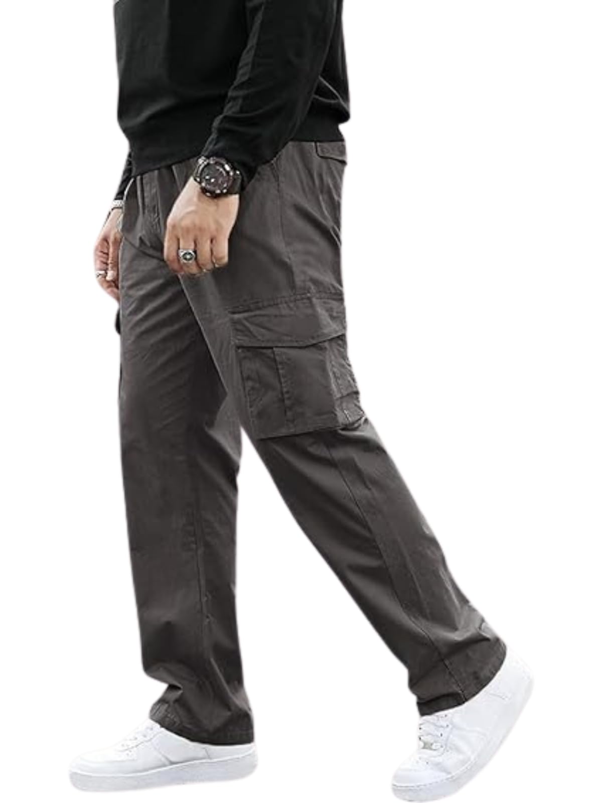greciilooks Men's Regular Fit Low Rise Cargos Trousers | Cargo Track Pant | Loose Fit | Regular Trouser | Treck Pent's with Multiple Pockets (Available in Plus Size and Combo Pack of 2)-picture-17