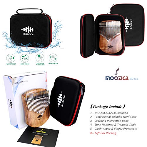 Moozica K21KS02 21 Keys Solid Koa Kalimba Thumb Piano, Single Solid Wood Flat-Board Professional Kalimba Marimba thumb #4