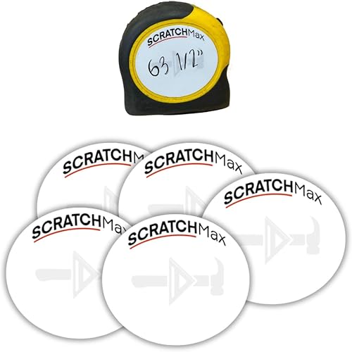 SCRATCHMax Erasable Tape Measure Note Pad (5 Pack) Measuring Tape Sticker | Tape Measure Sticker | Write on Tape Measure Sticker | Tape Measure Notepad | Tape Measure Scratch Pad | Erasable Note Pad
