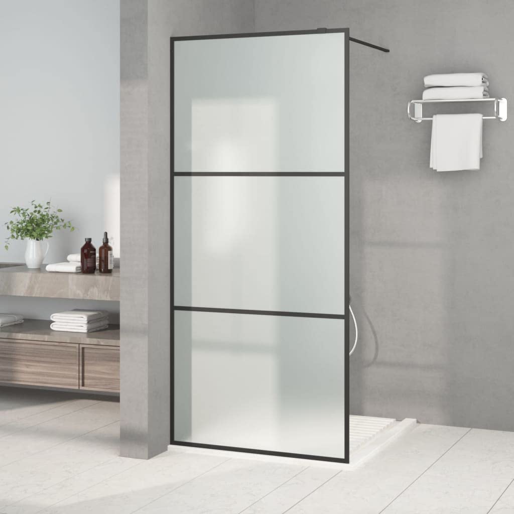 Mampara de ducha de cristal templado mate 90 x 195 cm, perfil de aluminio ajustable, protección contra salpicaduras con barra de apoyo, divisor para baño, nicho y ducha