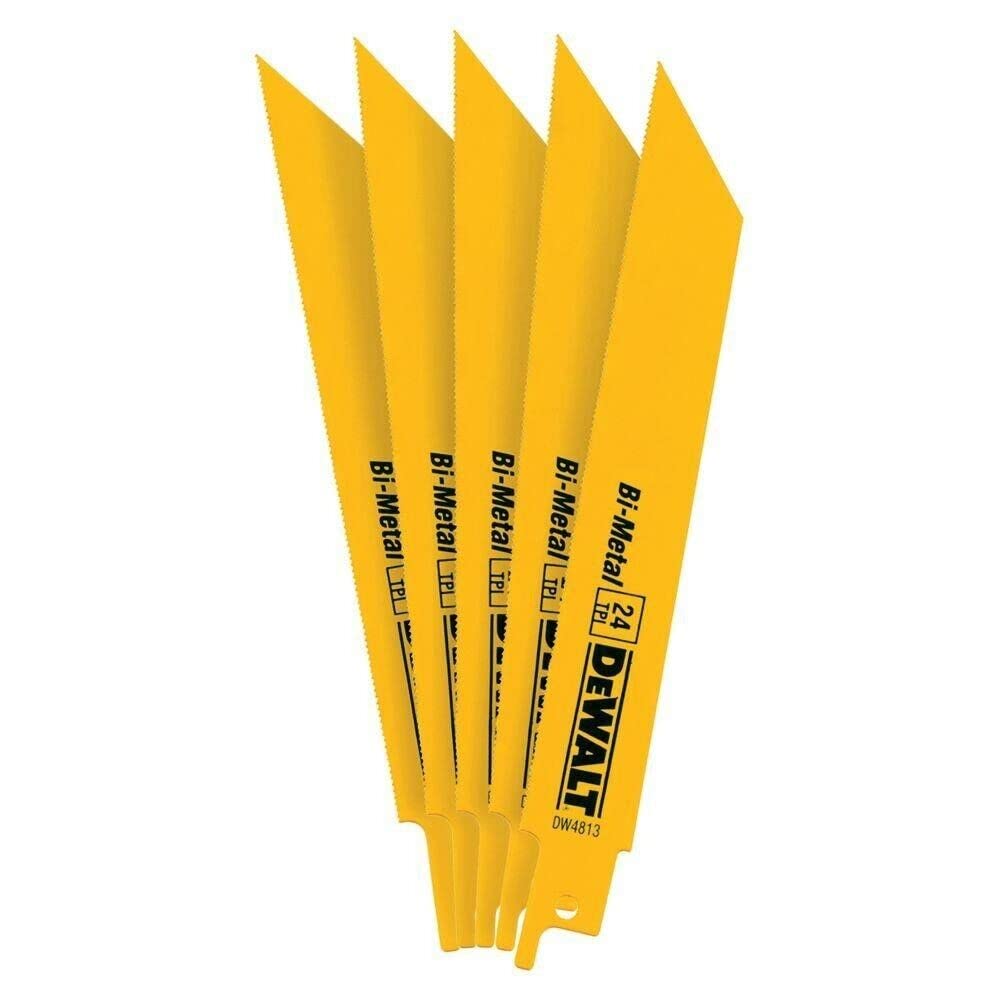 DEWALT Reciprocating Saw Blades, Straight Back, BiMetal, 6Inch 24 TPI