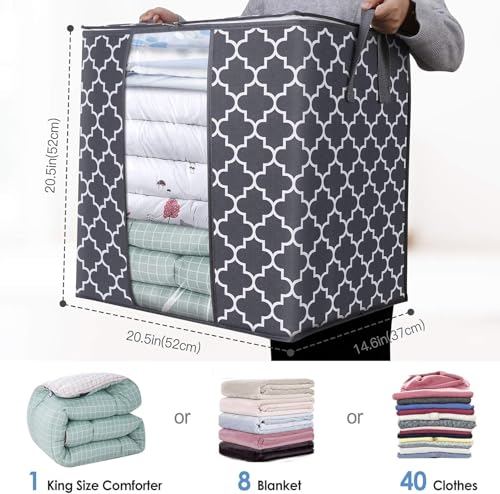 Image of RAAHII Large dustproof transparent blanket storage bag for double bed quilt /saree packing bag /lehnga /winter clothes, pillow storage and wardrobe organizing (Blue, Pack of 1)