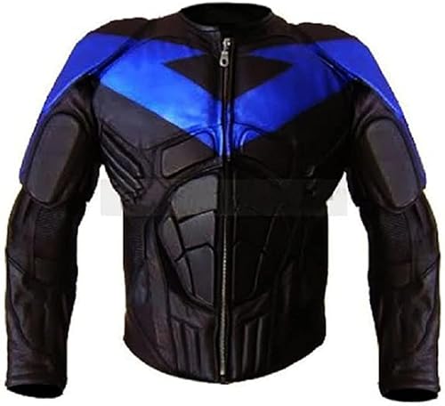 Miniatura 1 de Chaqueta protectora de piel de vaca para hombre, color negro y azul