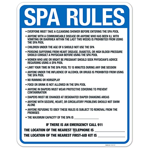 Señal para piscina Washington Spa Rules 24x30 pulgadas miniatura 1