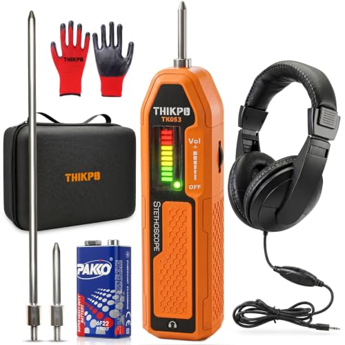 THIKPO Electronic Mechanic Stethoscope Automotive Engine Noise & Leak Detector Tool Kit with Adjustable Headset Dual Probes & EVA Case Frequency Range 20Hz-20kHz for Bearings/Pumps/Pipe Flow