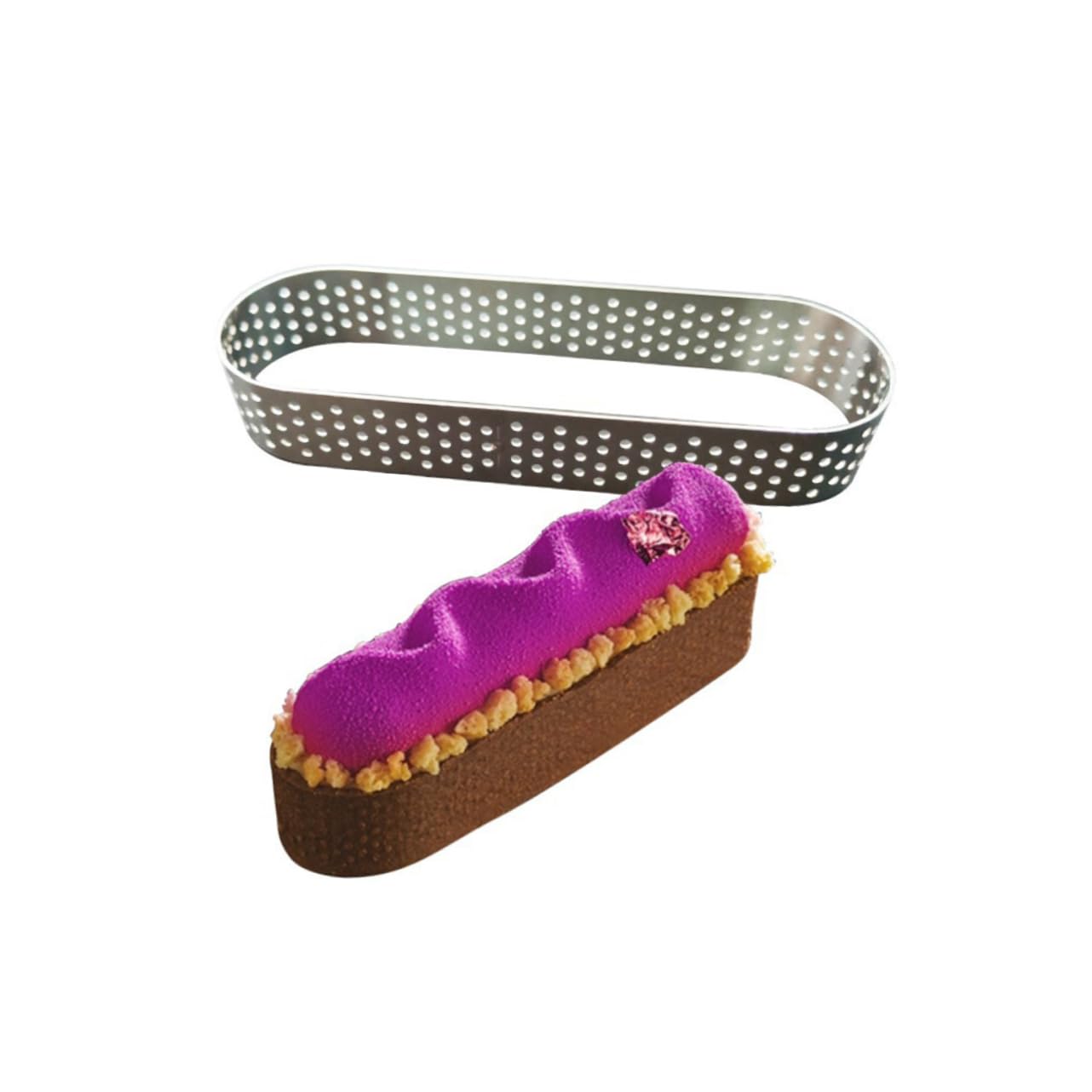 Cabilock 4Pcs Stainless Steel Cake Molds with Venting Round Square Oval Rectangle Mousse Rings for Baking and Pastry Making for DIY Desserts