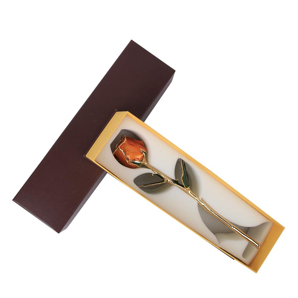 Fiore di Rosa Placcato Oro 24K con Base - San Eterno, Anniversario, Compleanno, Festa della Mamma - Centrotavola Decorativo per Casa e Ufficio di Lunga Durata