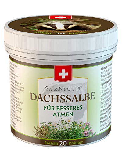 SwissMedicus - Techo para una mejor respiración, contiene 20 hierbas, para masaje en la zona del pecho, cuello, cuello, espalda y también adecuado para frente y sien (125 ml)