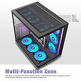 AMANSON PC CASE ATX 9 PWM ARGB Fans Pre-Installed, Mid-Tower Gaming PC Case, Panoramic Tempered Glass Computer Case with Type-C,360mm Radiator Support (H9) - Image 4