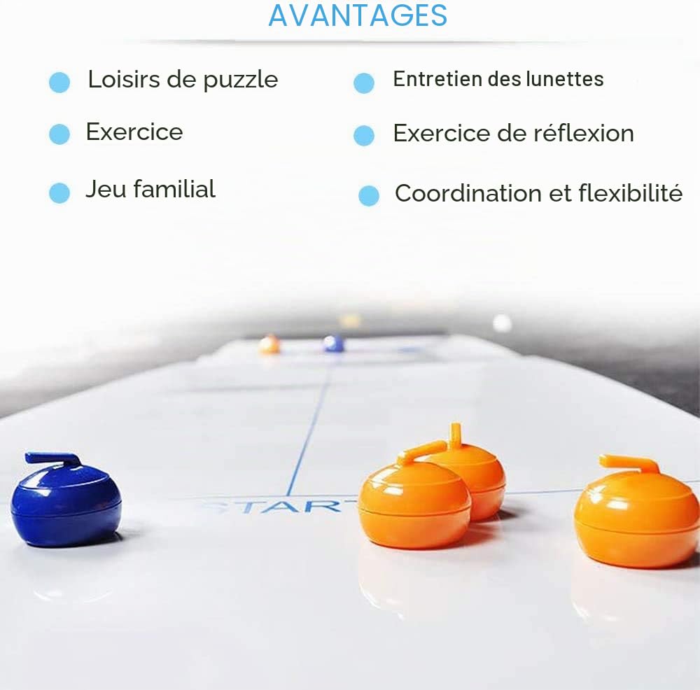 Jeu de curling de table, jeux familiaux compacts pour enfants et adultes, jeu de société de curling compact portable pour famille/école/voyage
