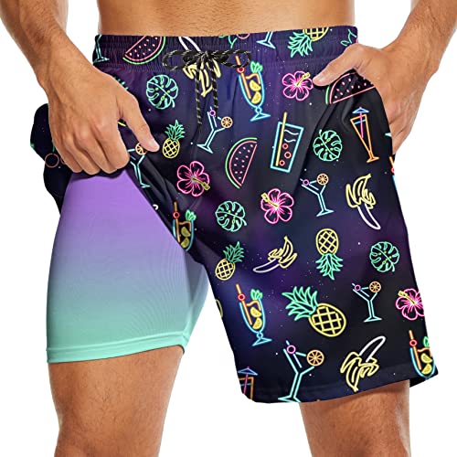 Mens Swim Trunks with Compression Liner 7