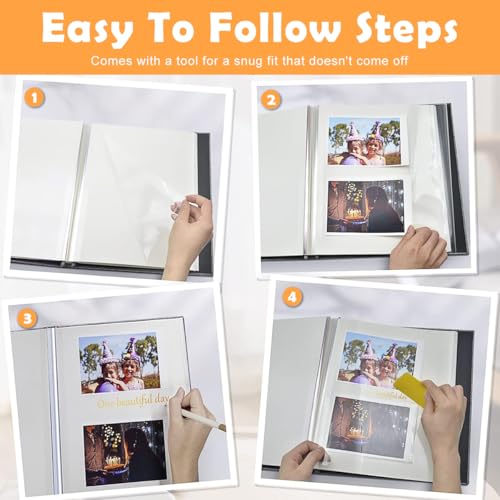 Image of HASTHIP Photo Album Self Adhesive Scrapbook Album for 4x6 5x7 8x10 Pictures, Linen Cover 20 sheets /40 Pages DIY Photo Book, Birthday Gifts for Family Wedding Travel (11.5 inchx10.6 inch, Grey)