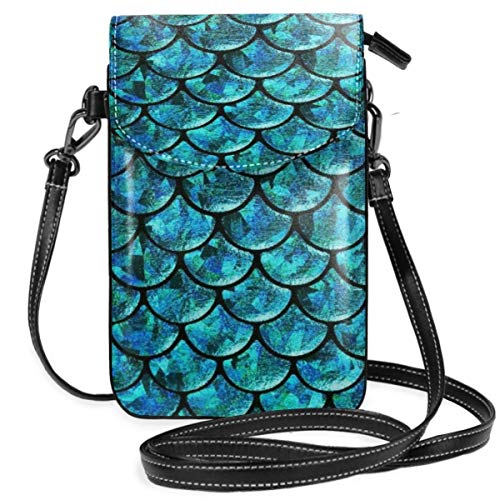 Preisvergleich Produktbild DJNGN Türkis Meerjungfrau Waage Kleine Handy Geldbörse Tasche Smartphone Geldbörse Geldbörse mit abnehmbarem Gurt