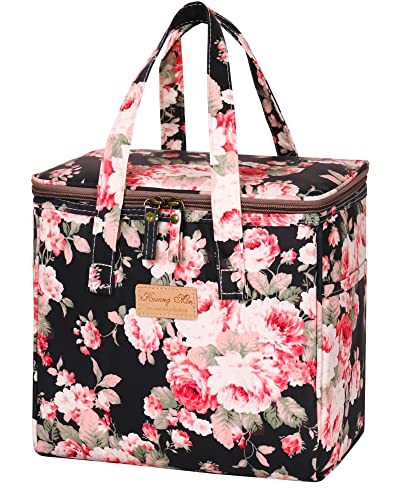 Dokin Sac Isotherme Repas Femme, Fleur Sac à Déjeuner Isotherme Imperméable ,Sac à Déjeuner pour Bureau, école, Pique-Nique Cover