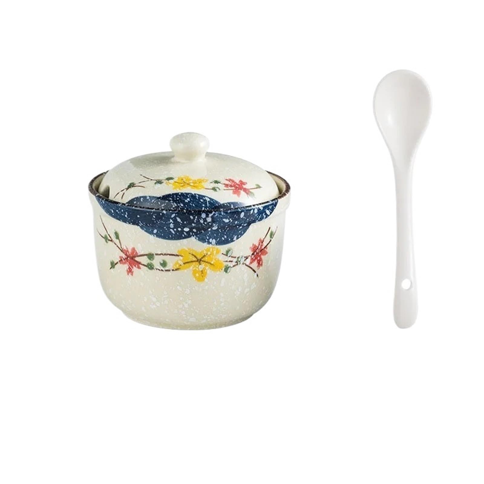 WSQHAO 3Pcs Ceramic Seasoning Jar With Lid And Spoon for Condiment