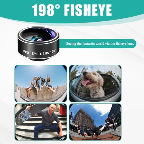 15-in-1 Handy Kamera Objektiv Set, 198° Fisheye, Weitwinkel & 15x Makro, Starlight- und Kaleidoskop-Objektiv mit CPL Filter, Smartphone Linsen kompatibel mit iPhone und den meisten Handys