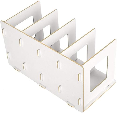 Miniatura 7 de Fdit Estantería de escritorio de madera Estantería de almacenamiento para organizador de oficina en casa y escuela (blanco cálido)