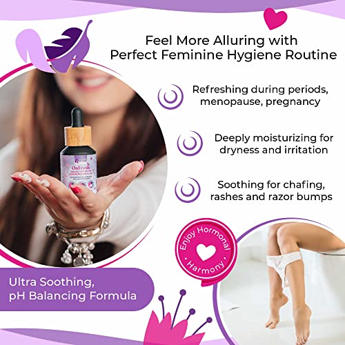 Image of Natural Feminine Yoni Oil for Women PH Balance & Wetness; Herbal Vaginal Moisturizer for Dryness & Sensitive Skin; Soothing Intimate Vulva Essential Oils; Vaginal Oil Drops Against Odor (1 fl oz)